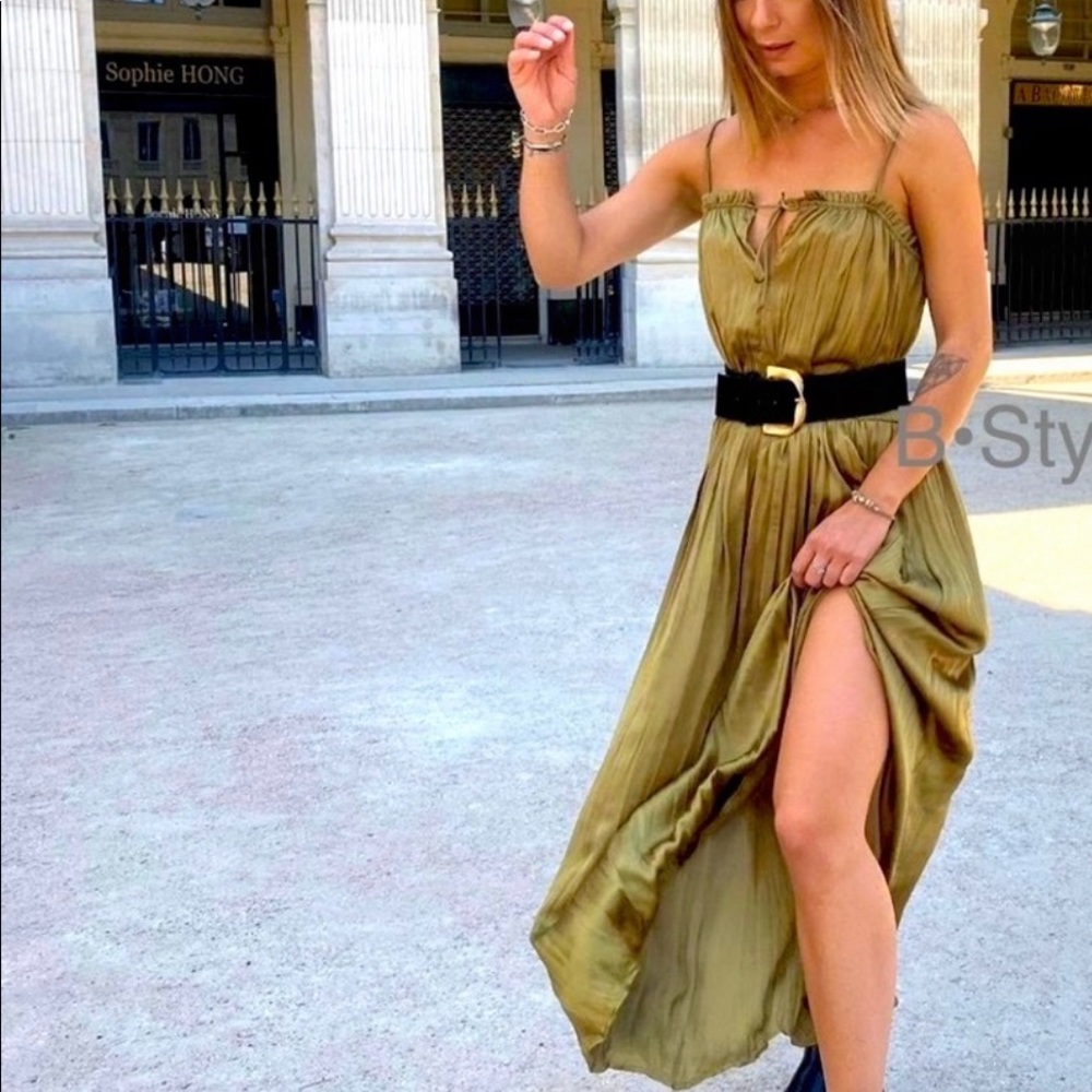 Zara satin flowy dress bloggers fav